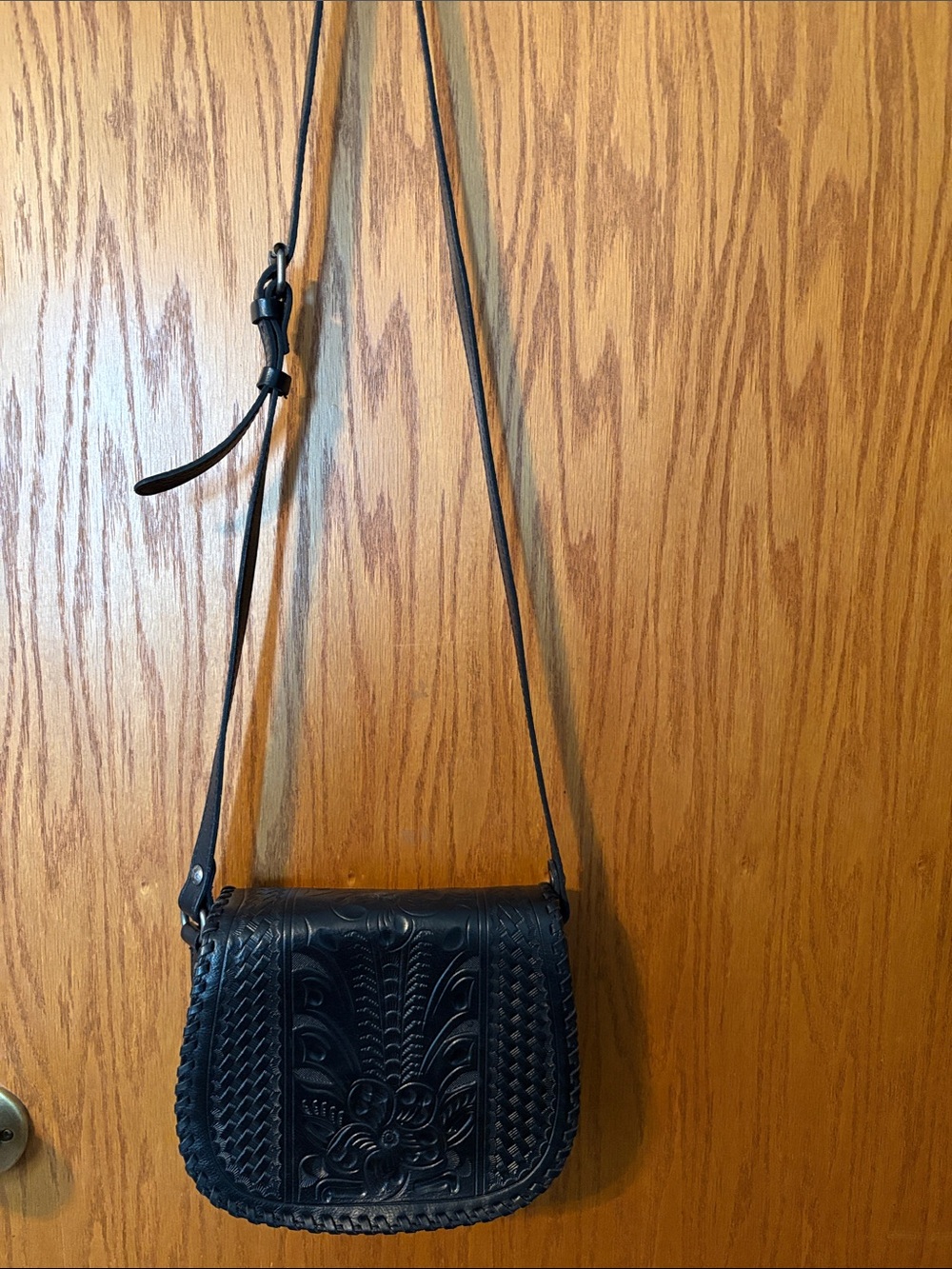 Patricia Nash Black Leather Crossbody Bag